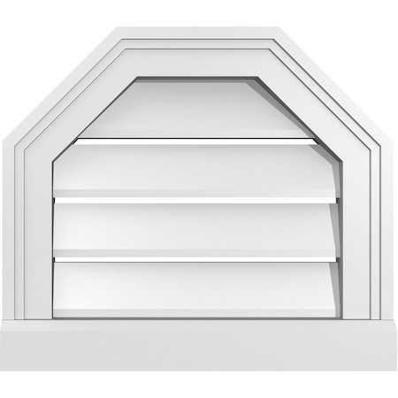 Ekena Millwork Octagonal Top Surface Mount PVC Gable Vent w/ 2"W x 2"P Brickmould Sill Frame, 16"W x 14"H GVPOT16X1403SF